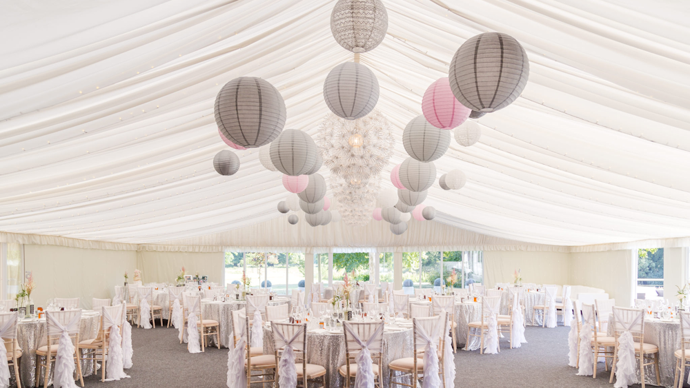 Pretty Pink and Sophisticated Grey Wedding Lanterns Hanging Lantern